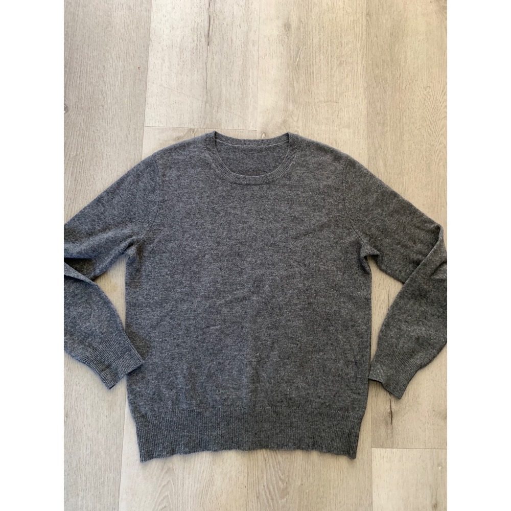 Neiman Marcus 100% Cashmere Crew Neck Sweater Gray Long Sleeve Knit Top Women M